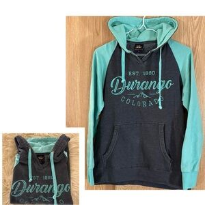 ‘Durango Colorado’ Women's Gray and Mint Pullover Athletic Hoodie